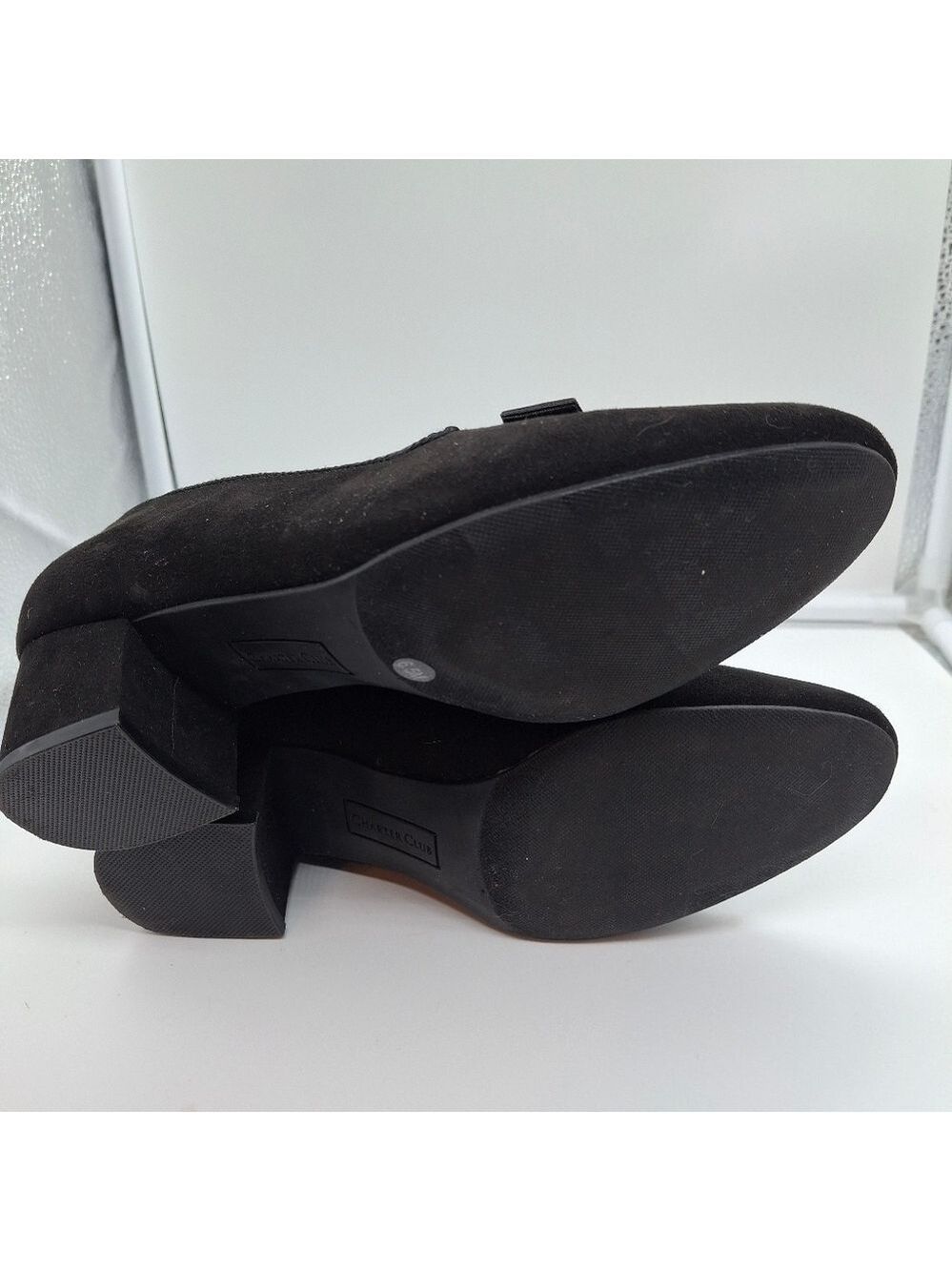Charter Club Women's Black Suede Loafers with Gold Accent Sz 6.5 - Picture 4 of 8